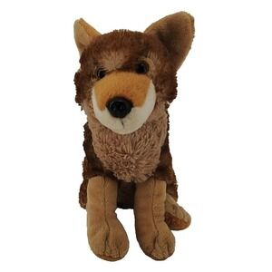 Wild Republic Plush Toy  Brown Coyote Wolf Stuffed Animal Realistic Sitting
